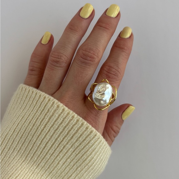 51 PEARL RING GOLD RING Gold plated jewelry - Picture 4 of 5